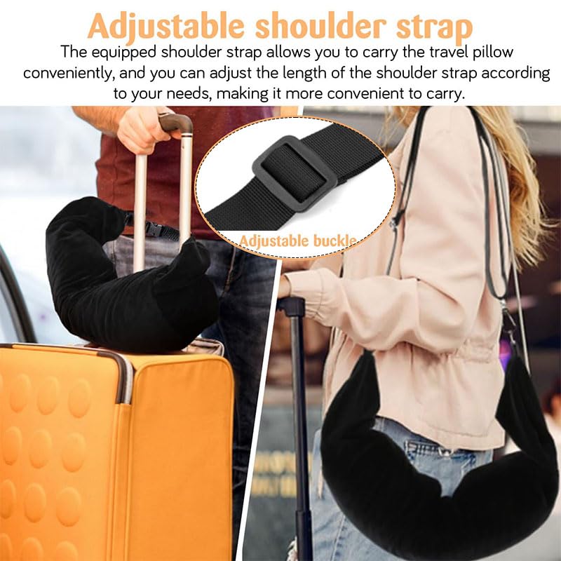 Stuffable Neck Pillow Travel Storage Bag for Airplanes with Clothes, No Extra Baggage Fees, Fits 3+ Days of Travel Essentials, No Filler (Black)