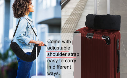 Stuffable Neck Pillow for Travel, Packable Neck Pillow (Black) | Velvet cover, Stuff with clothes to save luggage space, No extra baggage fees, Fits 5+ days travel essentials, Zipper closure