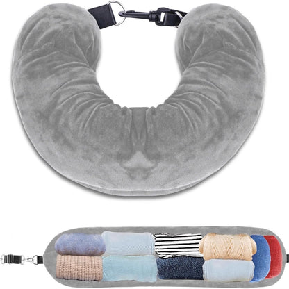 Adjustable U-Shaped Travel Pillow with Storage