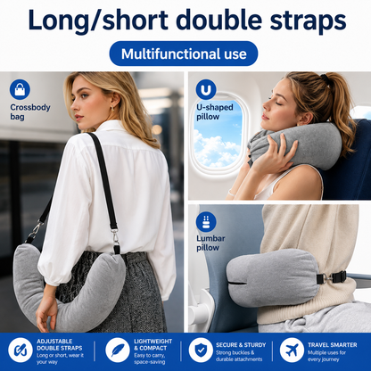 Adjustable U-Shaped Travel Pillow with Storage