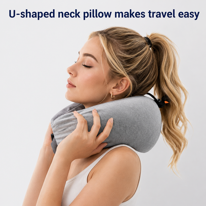 Adjustable U-Shaped Travel Pillow with Storage