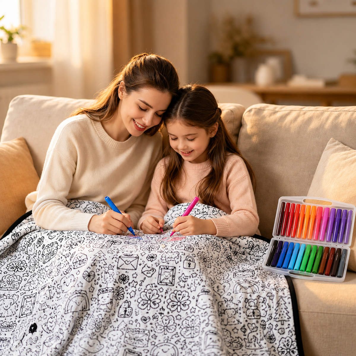 Coloring Blanket with Markers