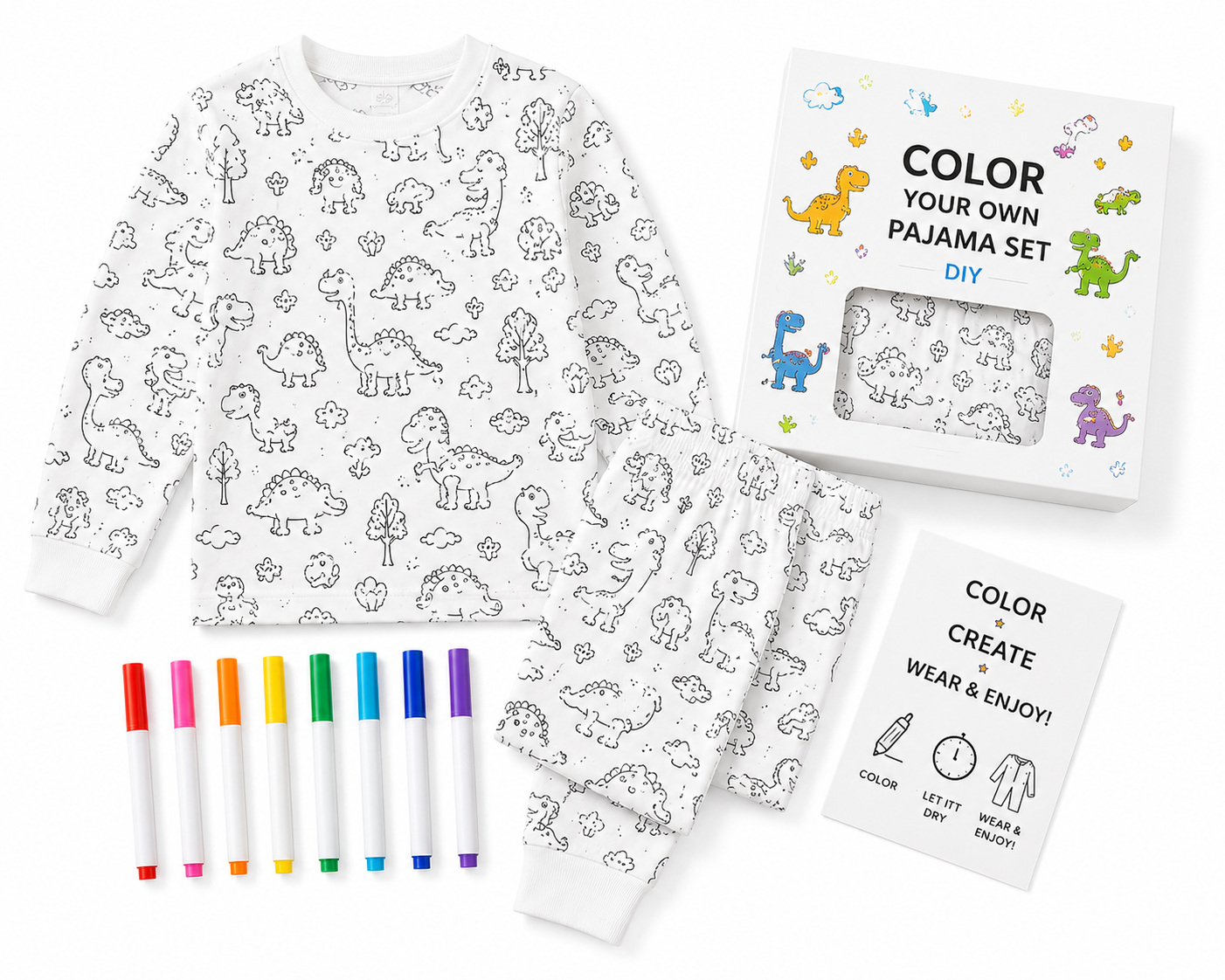 Color Your Own Dinosaur Pyjama Set for Boys