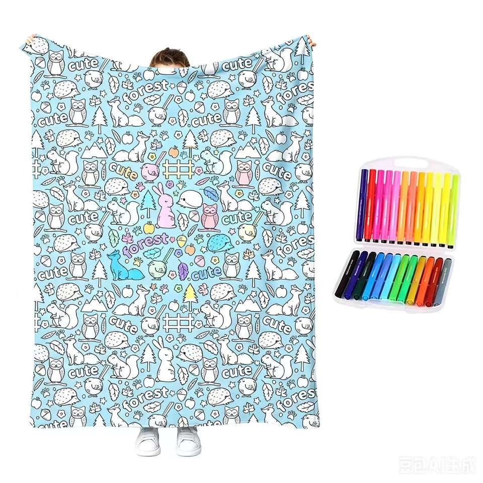 Creative Coloring Blanket with Washable Markers