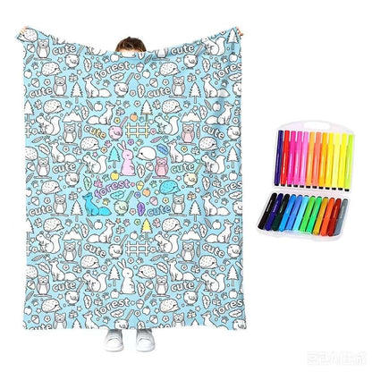 Creative Coloring Blanket with Washable Markers