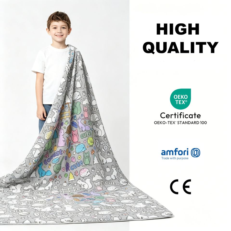 Creative Coloring Blanket with Washable Markers