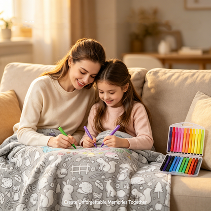 Creative Coloring Blanket with Washable Markers