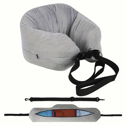 Adjustable U-Shaped Travel Pillow with Storage